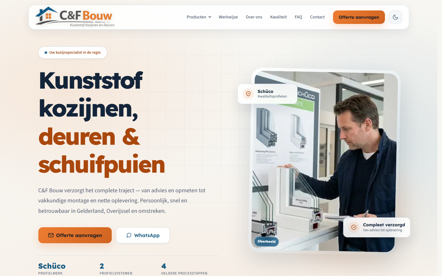 Homepage of the live C&F Bouw website