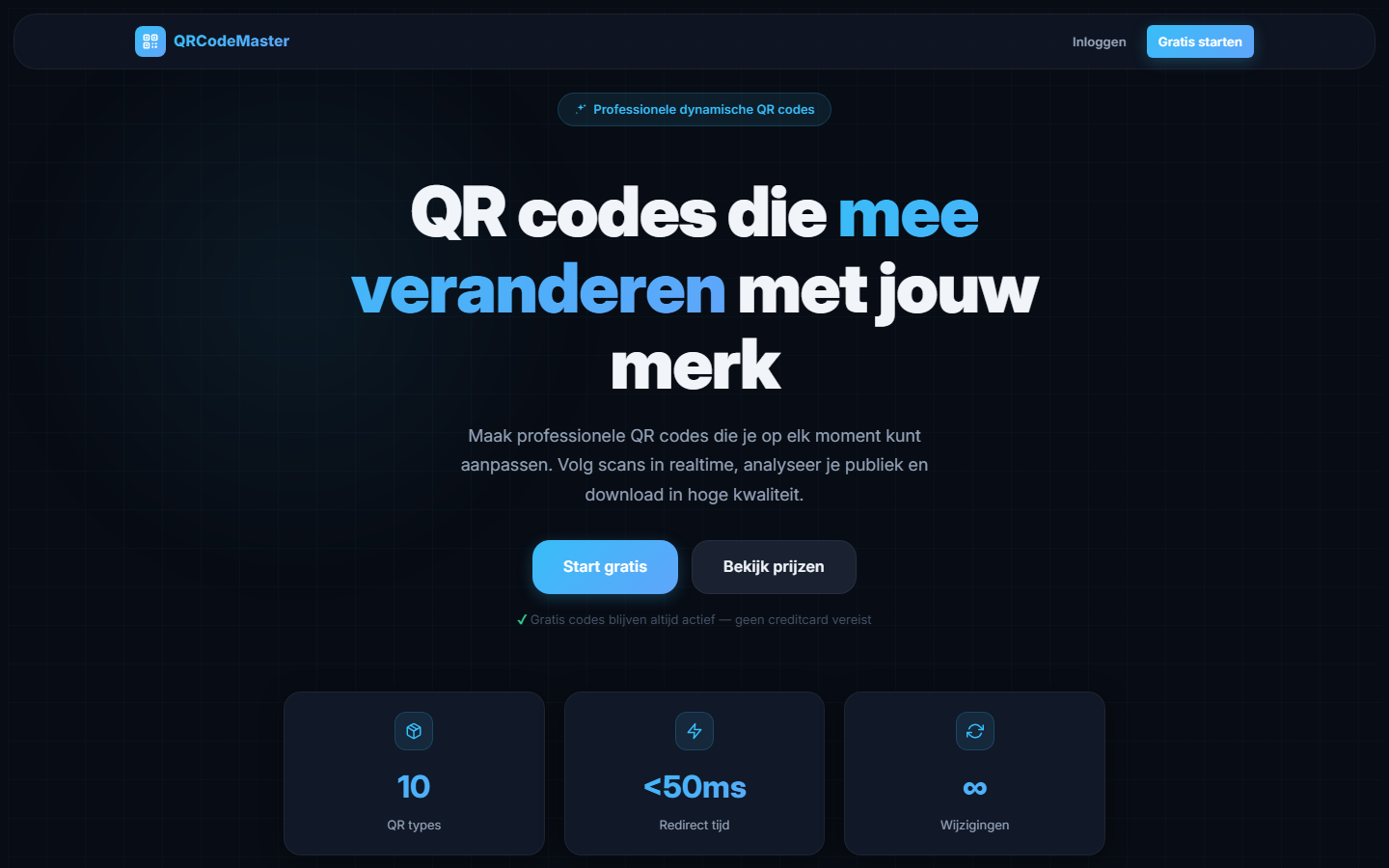 Homepage of the live JeffDash QR platform